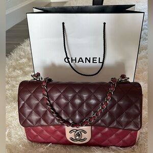 Authentic Chanel Paris-Edinburgh tri-color medium single flap bag
